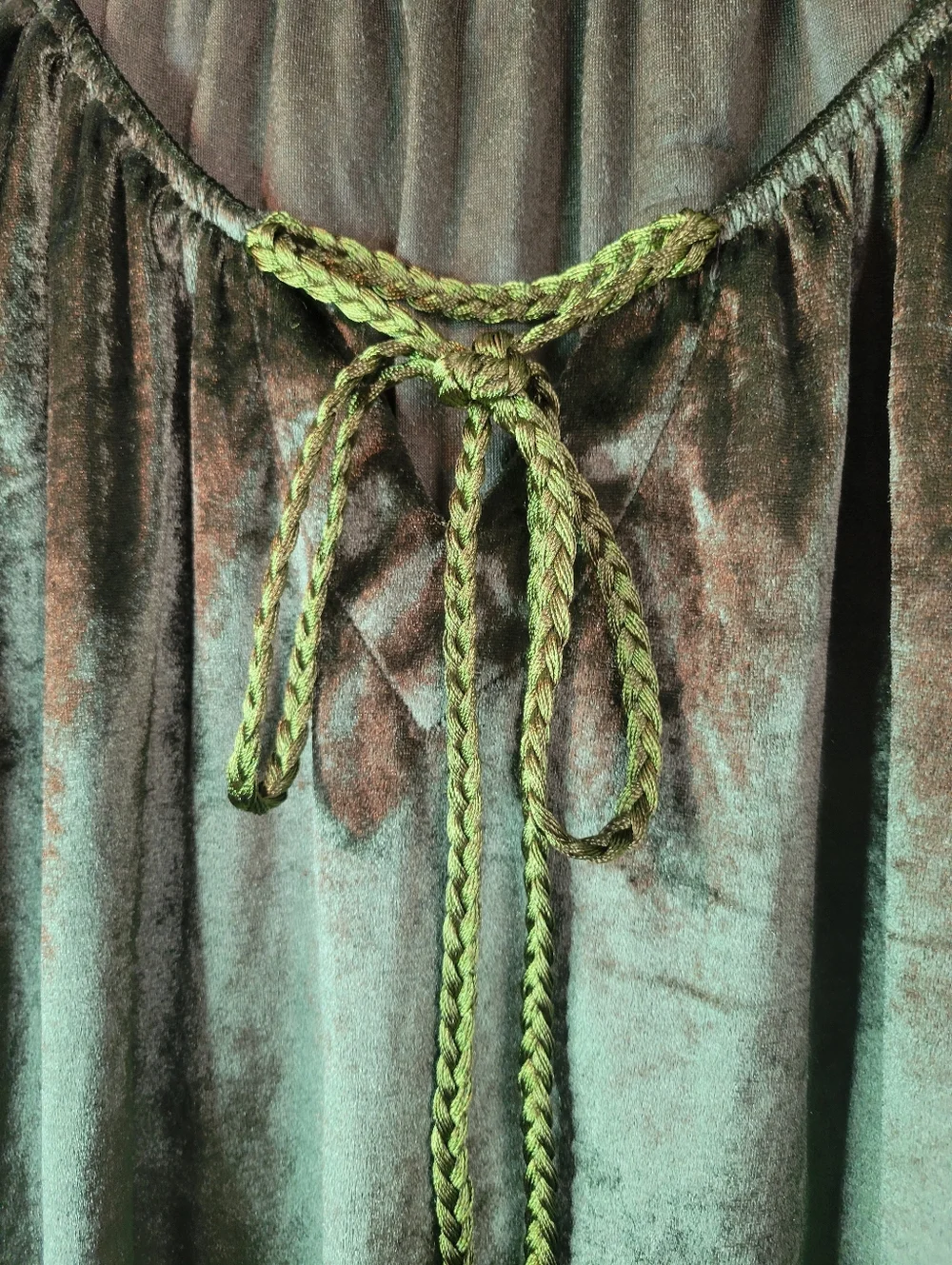 Olive Green Velvet Peasant Style Blouse, Cottagecore Style - Picture 5 of 13